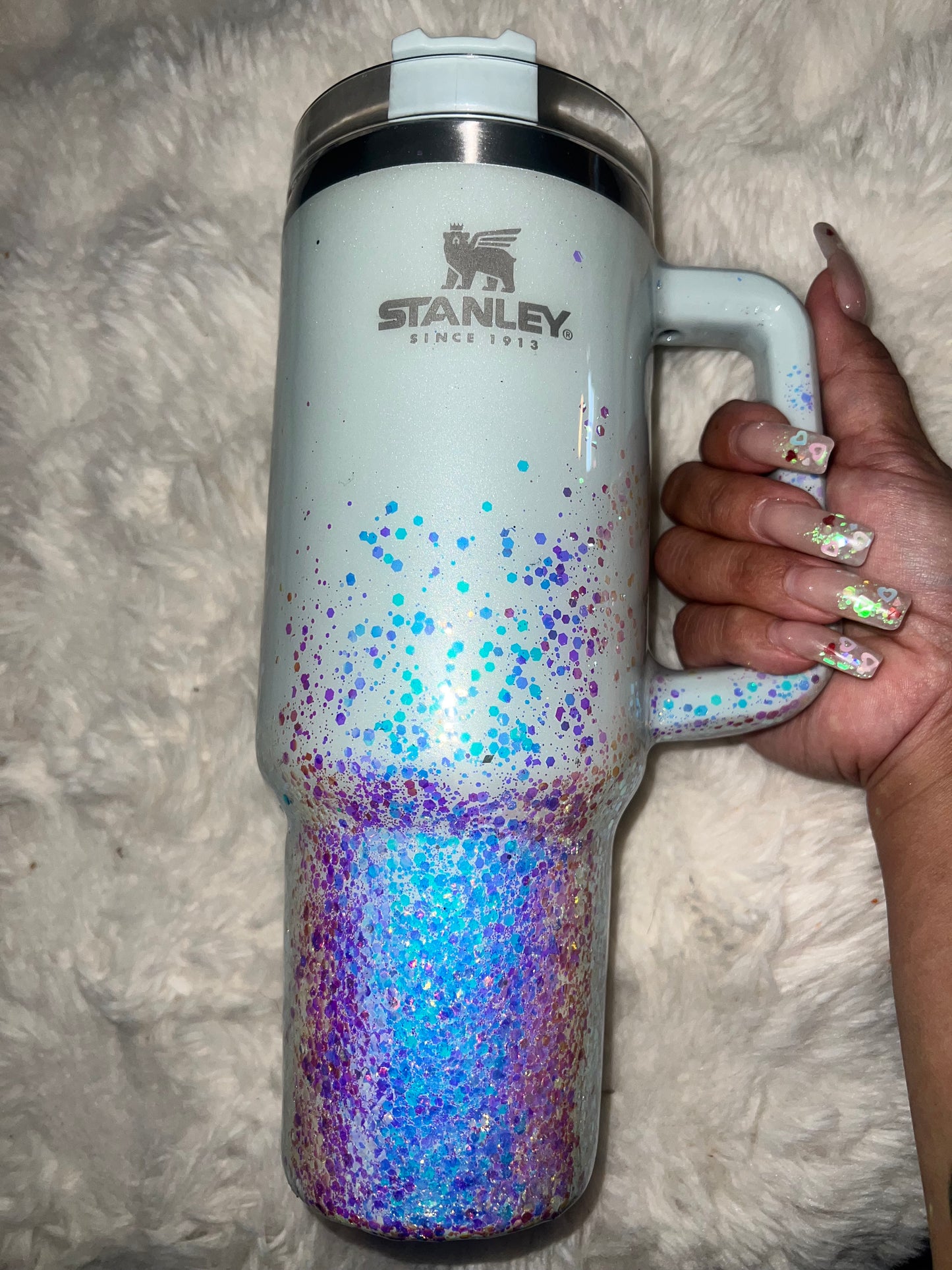 40oz Mint Pearlescent Glitter Stanley