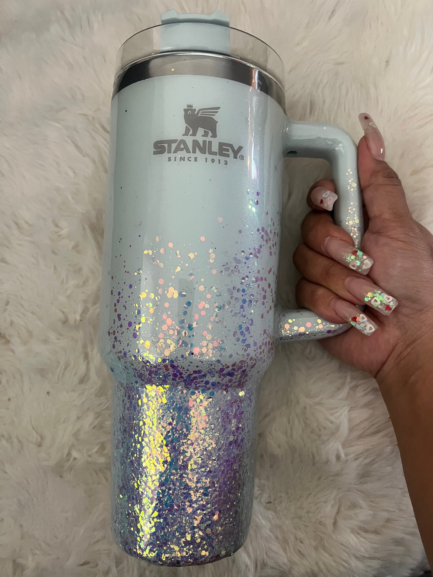 40oz Mint Pearlescent Glitter Stanley